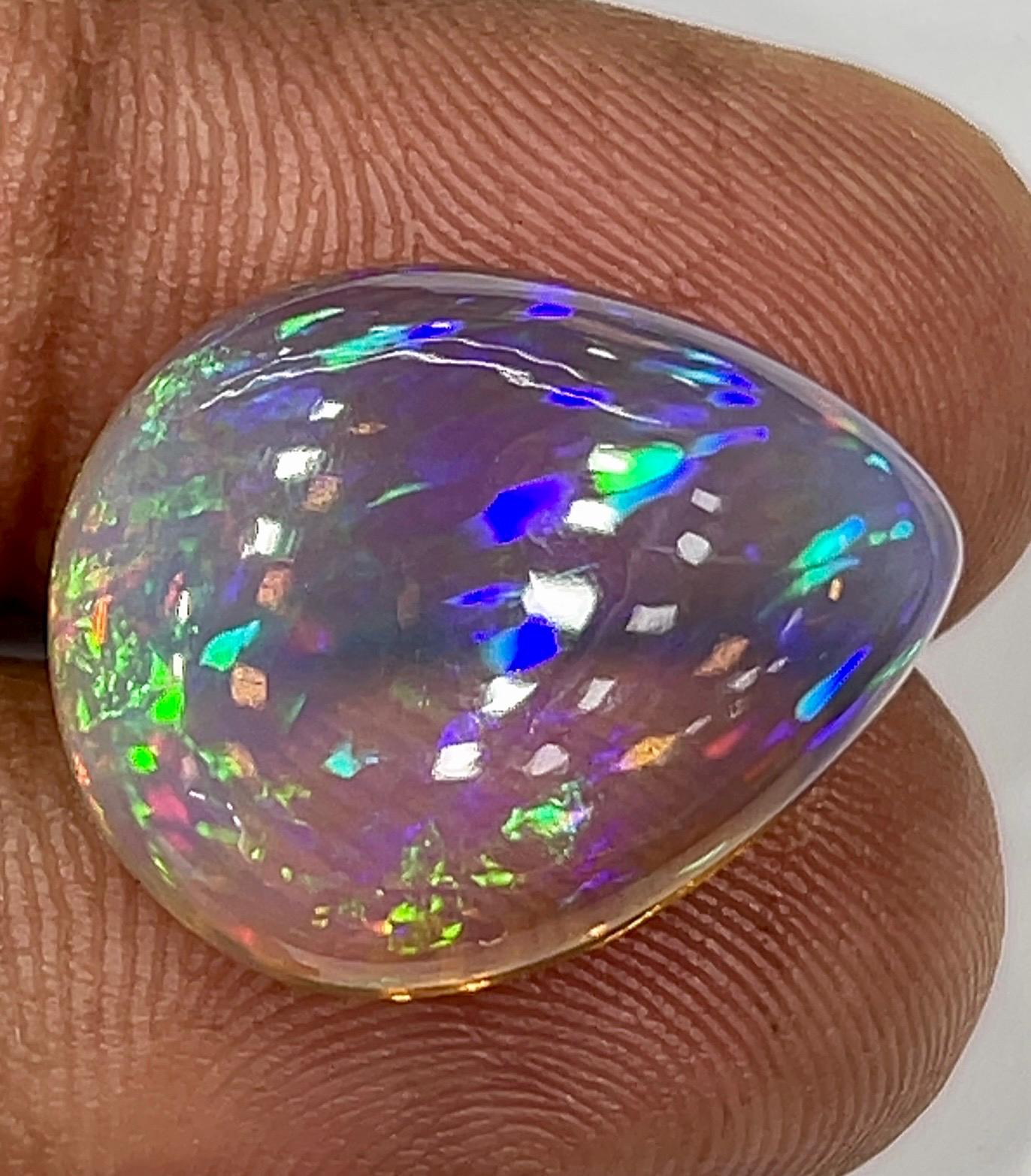 Aaa Ethiopian Opal Pear Cabochon – Multicolor Fire Gemstone (16.9ct)
