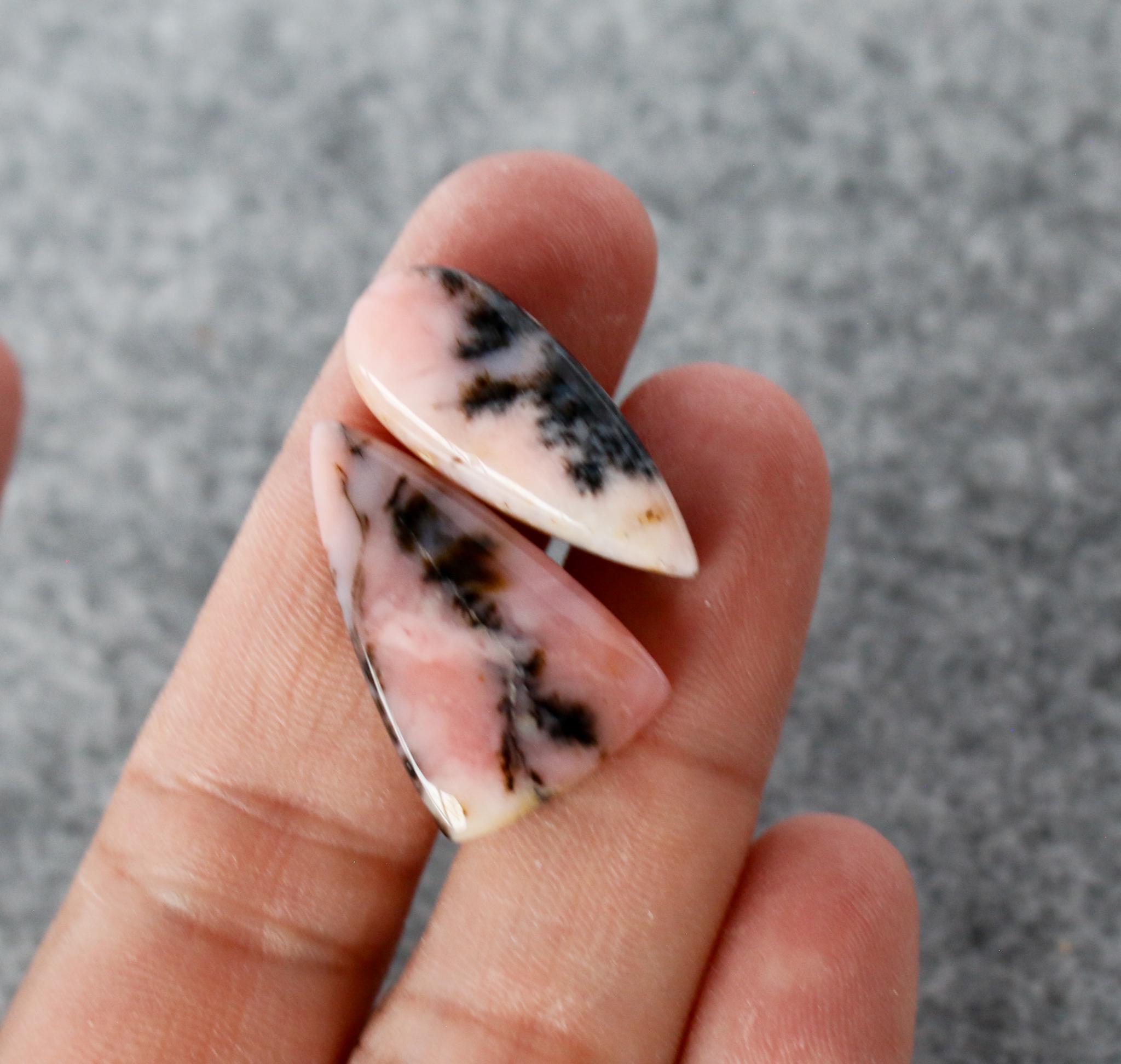 Peruvian Pink Opal Stone Cabochon Set Of Two