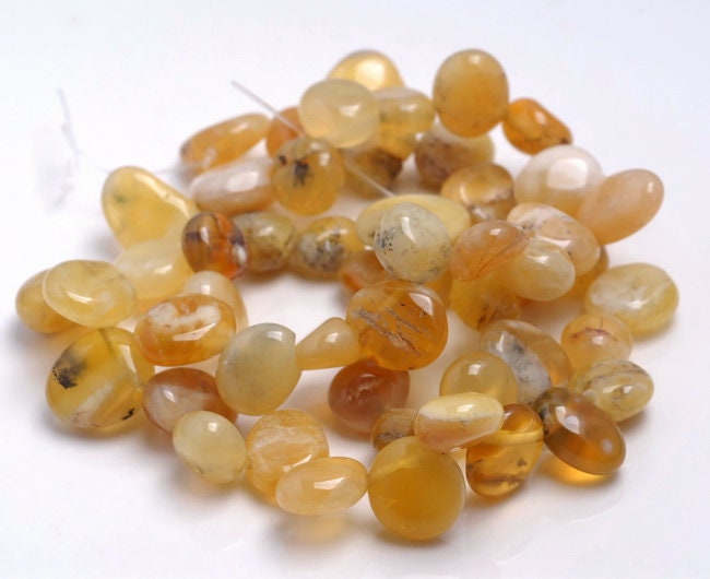 10-12mm Yellow Opal Gemstone Pebble Nugget Granule Loose Beads 15.5 Inch Full Strand (80001894-a24)