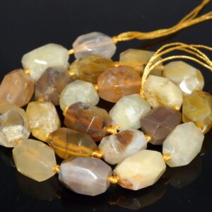16x12mm Yellow Opal Gemstone Faceted Nugget Loose Beads 7.5 Inch Half Strand (80003292-b90)