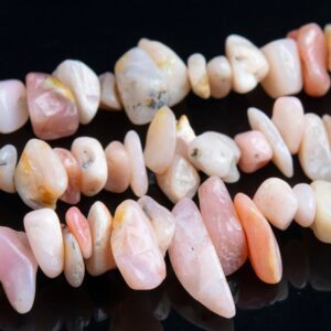 4-10MM Pink Opal Beads Pebble Chips Grade AA Genuine Natural Gemstone Beads 15" Bulk Lot Options (108385)
