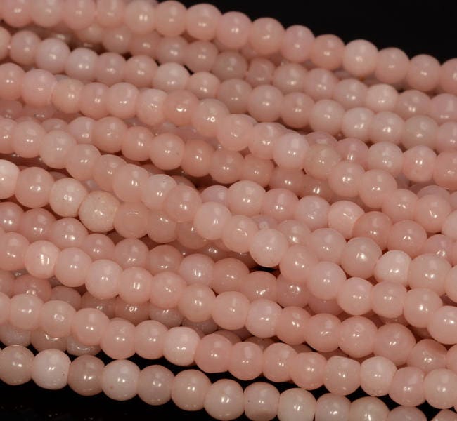 4mm Peruvian Pink Opal Gemstone Milky Pink Nugget Round 4mm Loose Beads 15 Inch Full Strand (90112355-130)