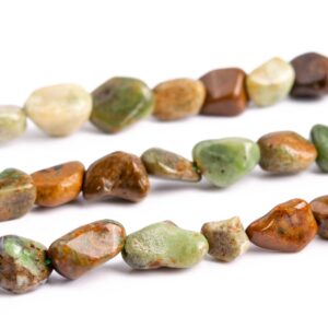 5-10MM Green Brown Opal Pebble Chips Beads Grade AAA Genuine Natural Gemstone Loose Beads 15.5" / 7.5" Bulk Lot Options (117266)