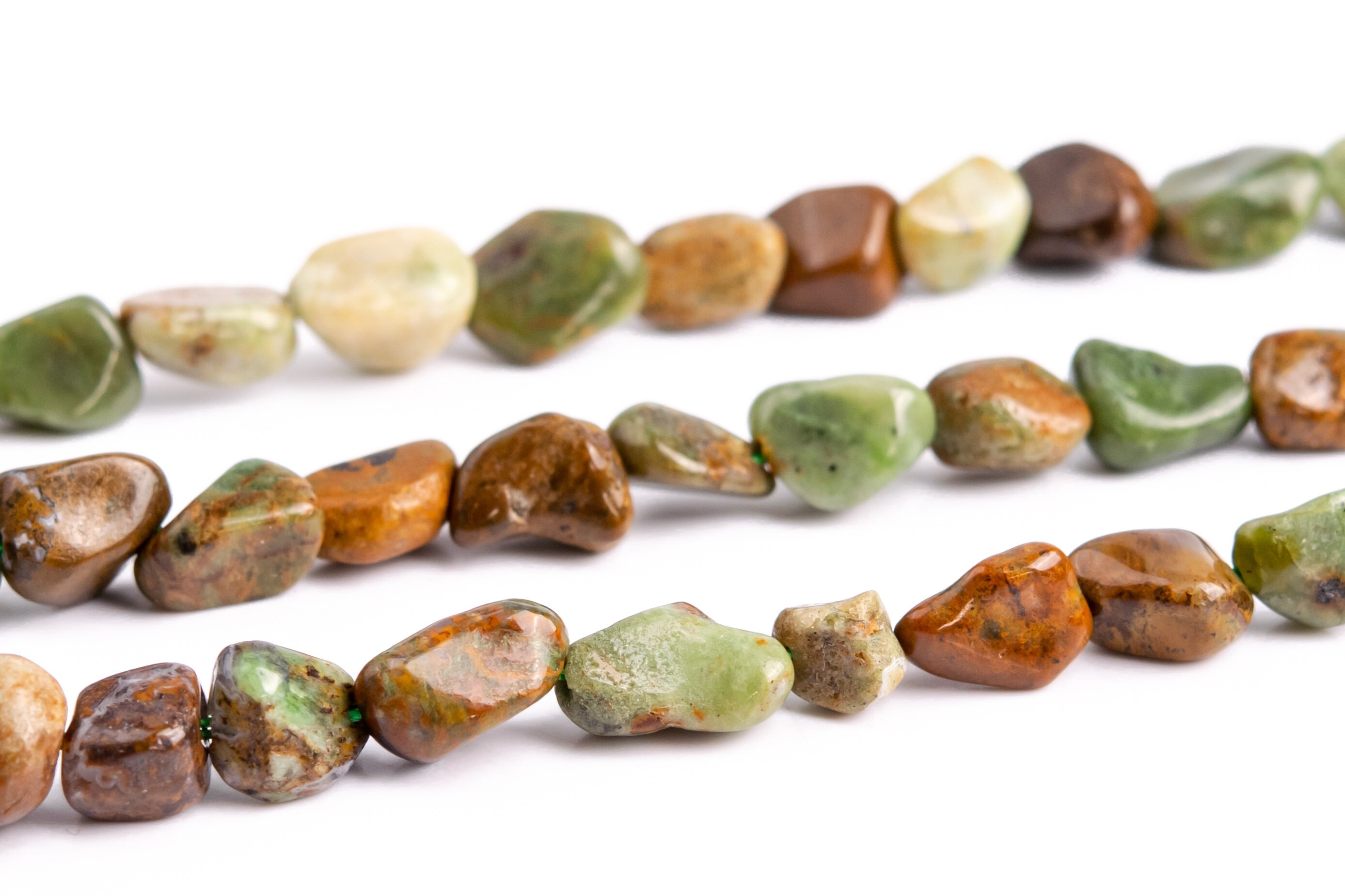5-10mm Green Brown Opal Pebble Chips Beads Grade Aaa Genuine Natural Gemstone Loose Beads 15.5" / 7.5" Bulk Lot Options (117266)