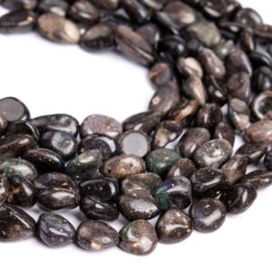 5-10MM Rainbow Sparkles Brown Andamooka Black Matrix Opal Pebble Chips Grade AA Genuine Natural Beads 15.5" / 7.5" Bulk Lot Options (117004)
