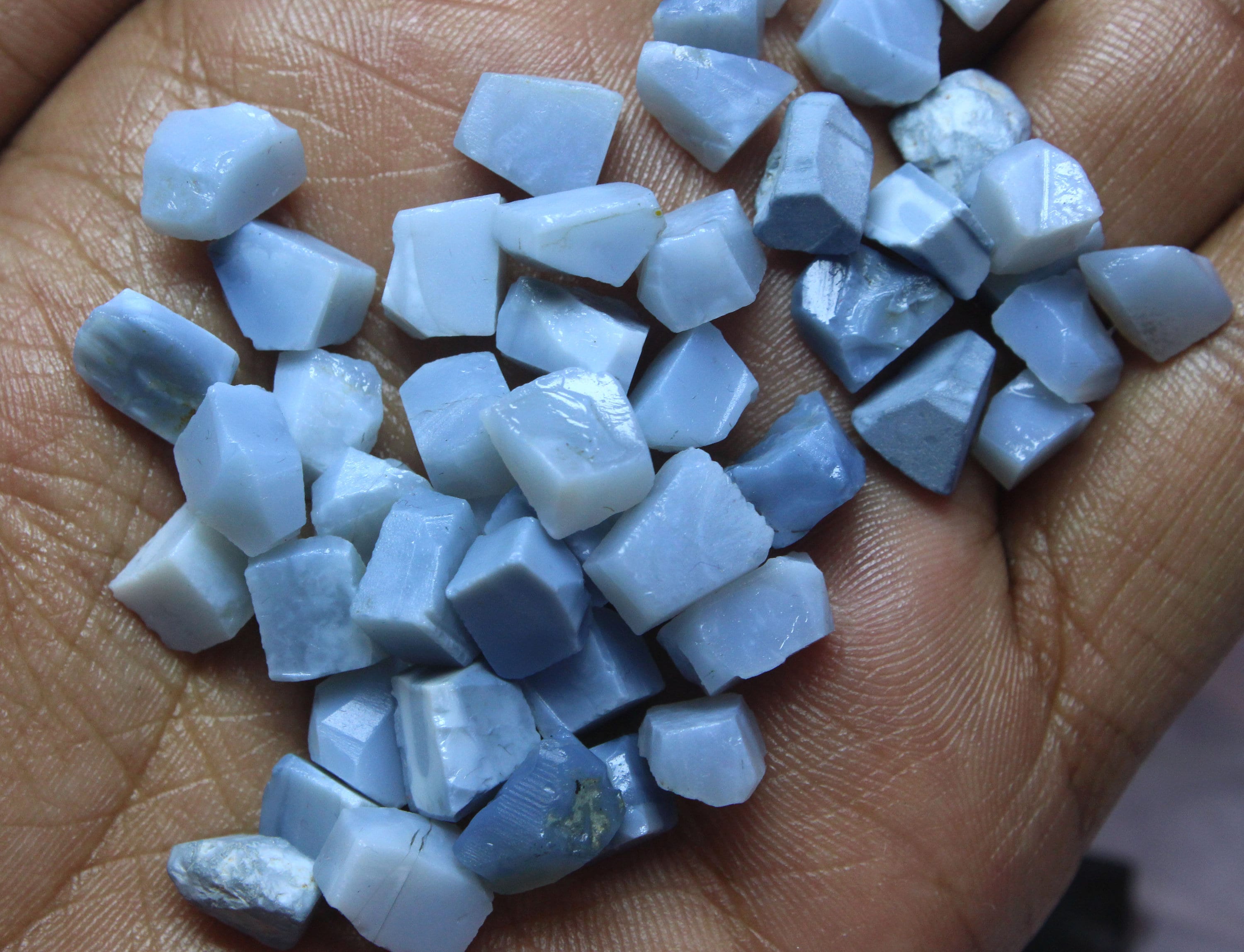 50 Pieces Natural Blue Opal Rough: Undrilled Gemstone (6-8 Mm)