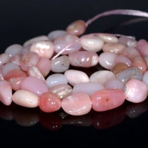 6-7mm Pink Opal Gemstone Pebble Nugget Granule Loose Beads 16 Inch Full Strand (80001958-a31)