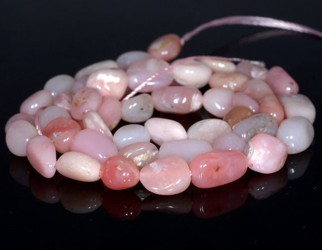 6-7mm Pink Opal Gemstone Pebble Nugget Granule Loose Beads 16 Inch Full Strand (80001958-a31)