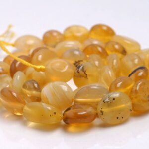 8-9mm Yellow Opal Gemstone Pebble Nugget Granule Loose Beads 7.5 Inch Half Strand (80001912 H-a28)