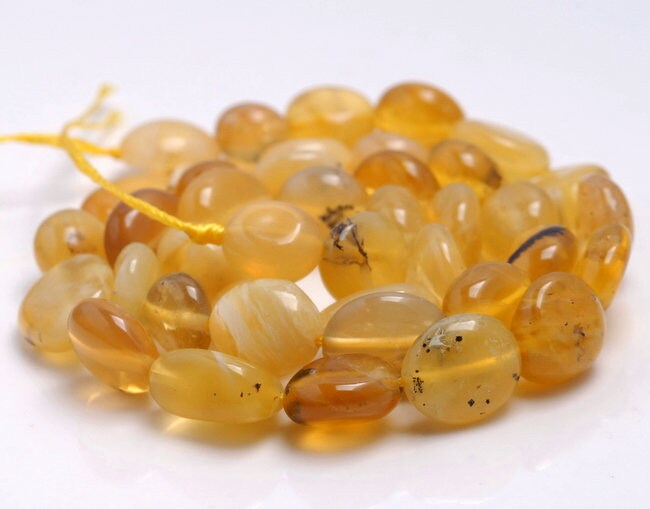 8-9mm Yellow Opal Gemstone Pebble Nugget Granule Loose Beads 7.5 Inch Half Strand (80001912 H-a28)