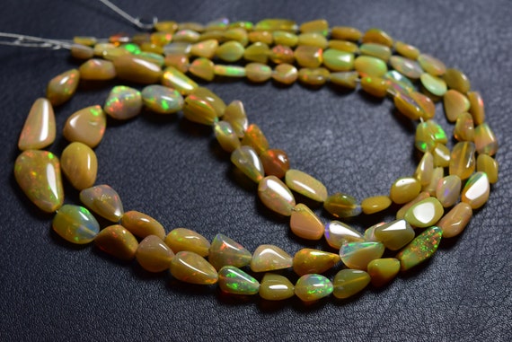 Beautiful Ethiopian Opal Nuggets Beads - Natural Beautiful Smooth Flashy Ethiopian Opal Nuggets - 8.5 Inches - Size Is 6-11 Mm #1834