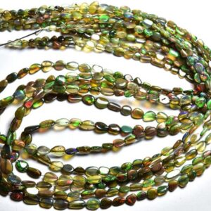 Ethiopian Opal Nugget Beads - 16 inches - Natural Beautiful Smooth Ethiopian Opal Small Flat Nugget Beads - Size is 3-6mm #1210