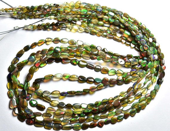 Ethiopian Opal Nugget Beads - 16 Inches - Natural Beautiful Smooth Ethiopian Opal Small Flat Nugget Beads - Size Is 3-6mm #1210
