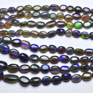 Ethiopian Opal Nugget Beads - 16 inches - Rare Natural Smooth Super Quality Blue Fire Ethiopian Opal Oval Shape Beads - Size is 5-8 mm #1837