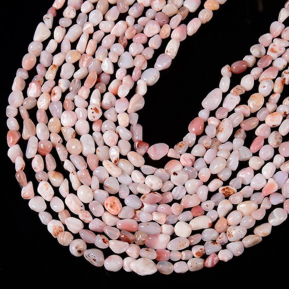 Natural Peruvian Pink Opal Gemstone Pebble Nugget 6-8mm Loose Beads Bulk Lot 1,2,6,12 And 50 (d641)