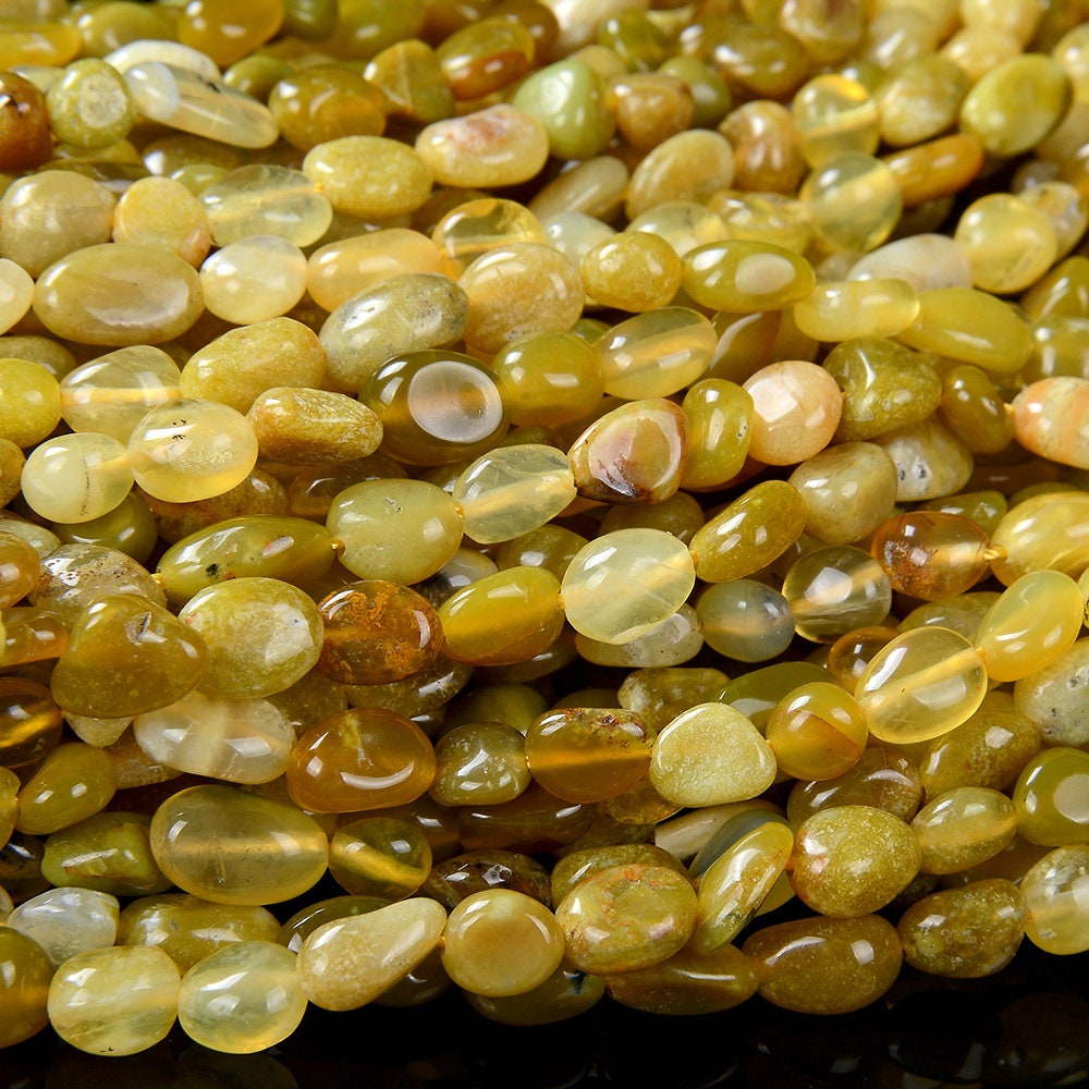 Natural Yellow Opal Gemstone Pebble Nugget Loose Beads (d183)