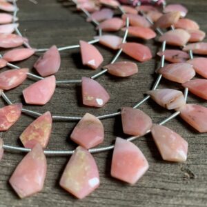 New Brand- Natural Pink Opal Faceted Fancy Shape Nuggets Gemstone Beads, Size- 14x9.5-17x11 Mm Wholesale Beads, 8 Inches Strand At Low Price