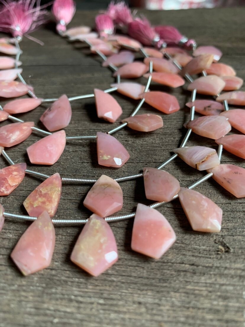 New Brand- Natural Pink Opal Faceted Fancy Shape Nuggets Gemstone Beads, Size- 14x9.5-17x11 Mm Wholesale Beads, 8 Inches Strand At Low Price New Brand- Natural Pink Opal Faceted Fancy Shape Nuggets Gemstone Beads, Size- 14x9.5-17x11 Mm Wholesale Beads, 8 Inches Strand At Low Price