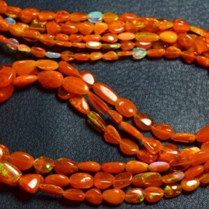 Orange Ethiopian Opal Nugget Beads - 18.5 inches - High Quality Natural Smooth Flashy Orange Ethiopian Opal Nuggets - Size is 4-9 mm #1848