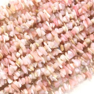 Pink Opal Gemstone Beads: 4-5mm Uncut Chips, 16" Strand