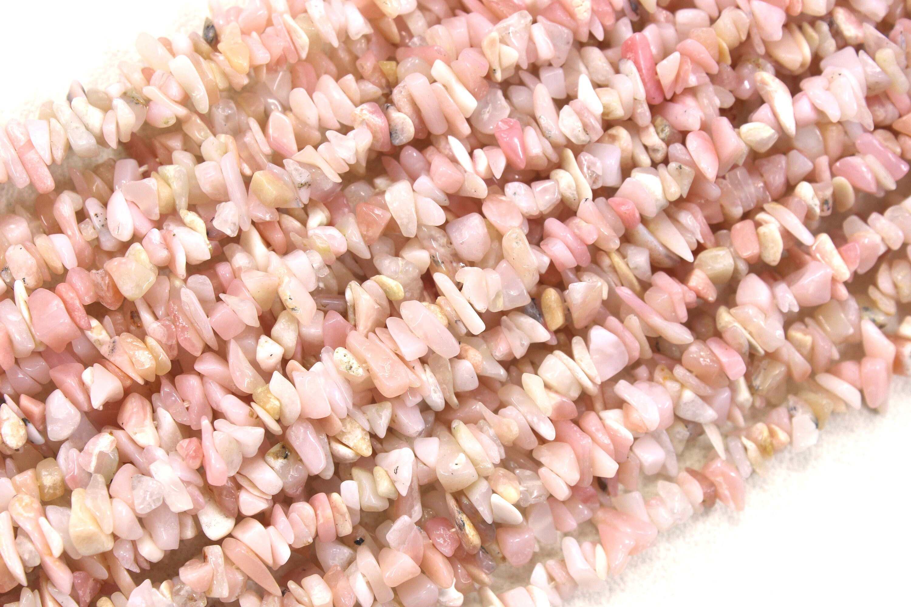 Pink Opal Gemstone Beads: 4-5mm Uncut Chips, 16" Strand