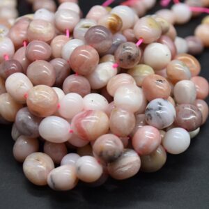 Pink Peruvian Opal Gemstone Pebble Tumblestone Nugget Beads - 7mm - 10mm - 15" Strand Pink Peruvian Opal Gemstone Pebble Tumblestone Nugget Beads - 7mm - 10mm - 15" Strand