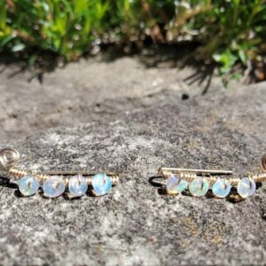 14k Gold & Opal Ear Climber Crawler Earring Raw Stone Earrings Climbing Earrings October Birthstone