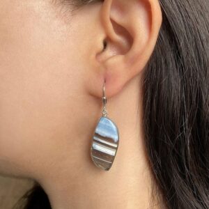 Blue Opal Leverback Earring / Sterling Silver Earring / Healing Gemstone / Gifts for her / Fancy Cab / Blue Opal Statement Earring BLO-E-17.