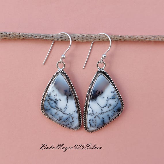 Dendritic Opal Earring-925 Sterling Silver-dendritic Jewelry-handmade Earring-unique Gemstone Earring-stud Earring-women Gift Jewelry* Dendritic Opal Earring-925 Sterling Silver-dendritic Jewelry-handmade Earring-unique Gemstone Earring-stud Earring-women Gift Jewelry*