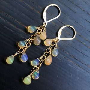 Ethiopian Opal Earrings: 14k Gold Fill Dangle Gemstone Jewelry Ethiopian Opal Earrings: 14k Gold Fill Dangle Gemstone Jewelry