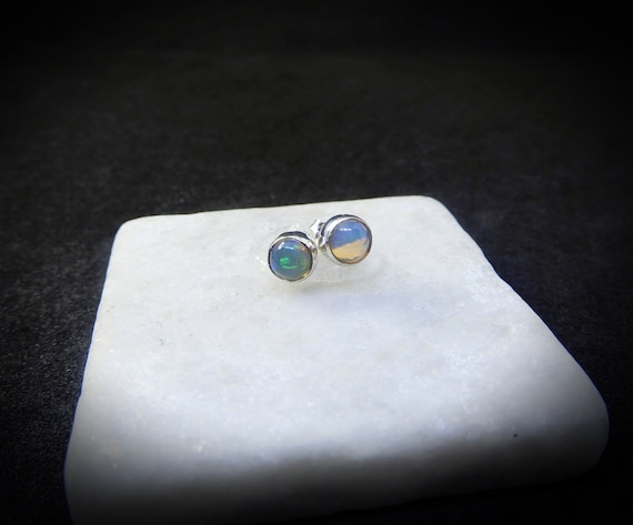 Ethiopian Opal Sterling Silver Earrings, Anniversary Jewelry Gift