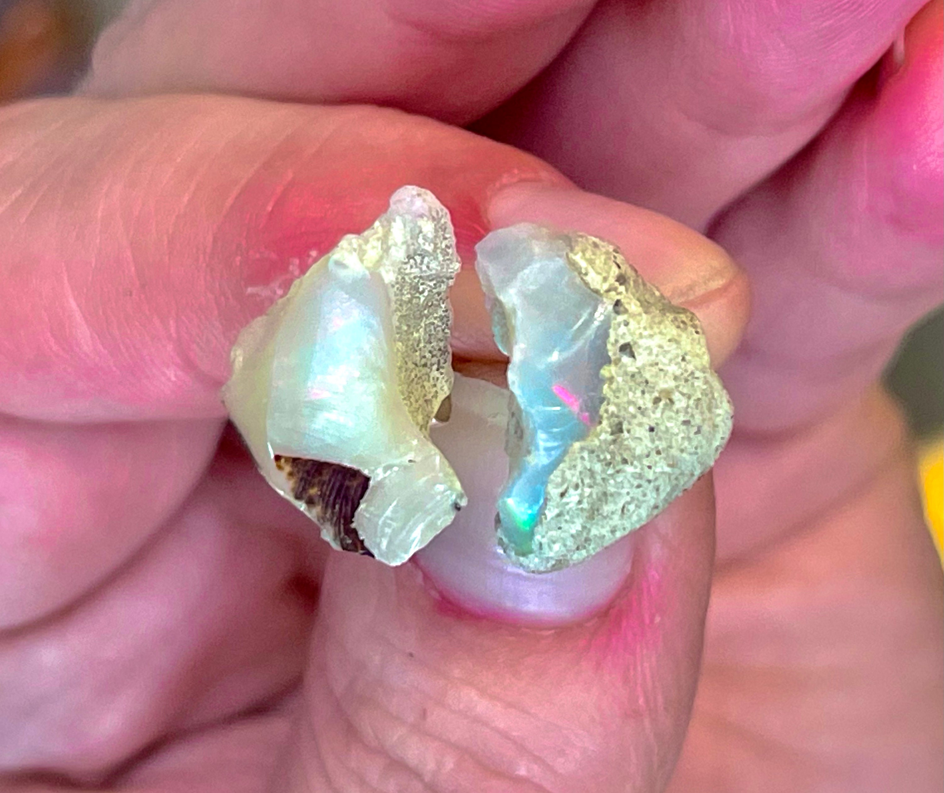 Ethiopian, Opal, Stud, Earrings, Rough, Raw, Opal Studs In Sterling Silver