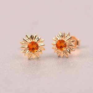 Mexican Fire Opal earring, Orange Opal Stud Earing, SunFlower earrings, Bridal Jewelry, gift Mexican Fire Opal earring, Orange Opal Stud Earing, SunFlower earrings, Bridal Jewelry, gift