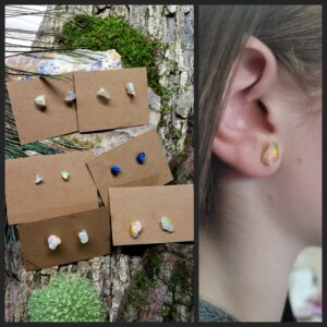 Opal nugget stud earrings, fire opal, welo opal, Australian black opal, raw opal earrings, October birthstone, gift for her, gift for mom Opal nugget stud earrings, fire opal, welo opal, Australian black opal, raw opal earrings, October birthstone, gift for her, gift for mom