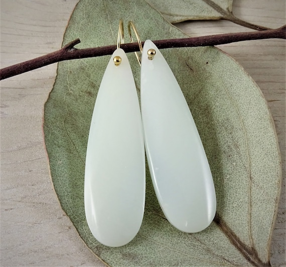 Peruvian Opal Earrings | 14k Gold Filled Peru Opal Earrings | Green Opal | Light Green Tear Drop Dangle Eearrings