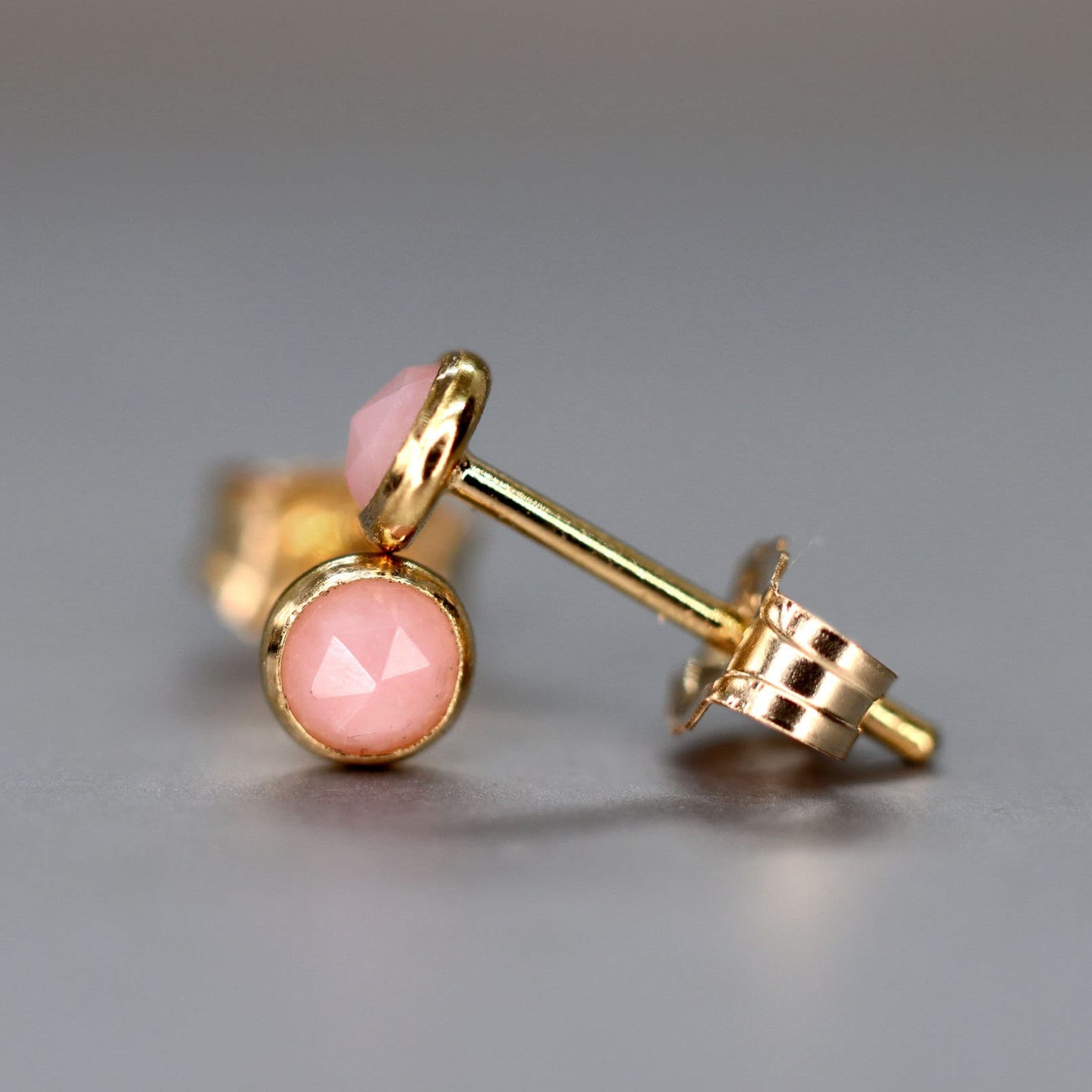 Pink Opal Stud Earrings, Rose Cut Opal Ear Studs, October Birthstone, Pastel Pink Opal, Genuine Natural Opal, Wedding Earrings, Gift For Her