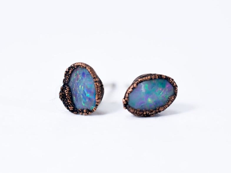 Polished Opal Earrings | Opal Post Earrings | Opal Studs | Opal Stud Earring