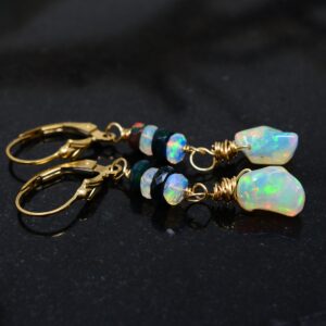 Raw Ethiopian Opal Earrings: 14K Gold Filled Dangle Earrings Raw Ethiopian Opal Earrings: 14K Gold Filled Dangle Earrings