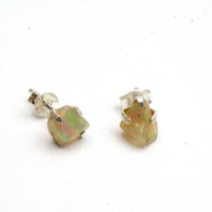 Raw Ethiopian Opal Stud Earrings: Sterling Silver October Birthstone Raw Ethiopian Opal Stud Earrings: Sterling Silver October Birthstone