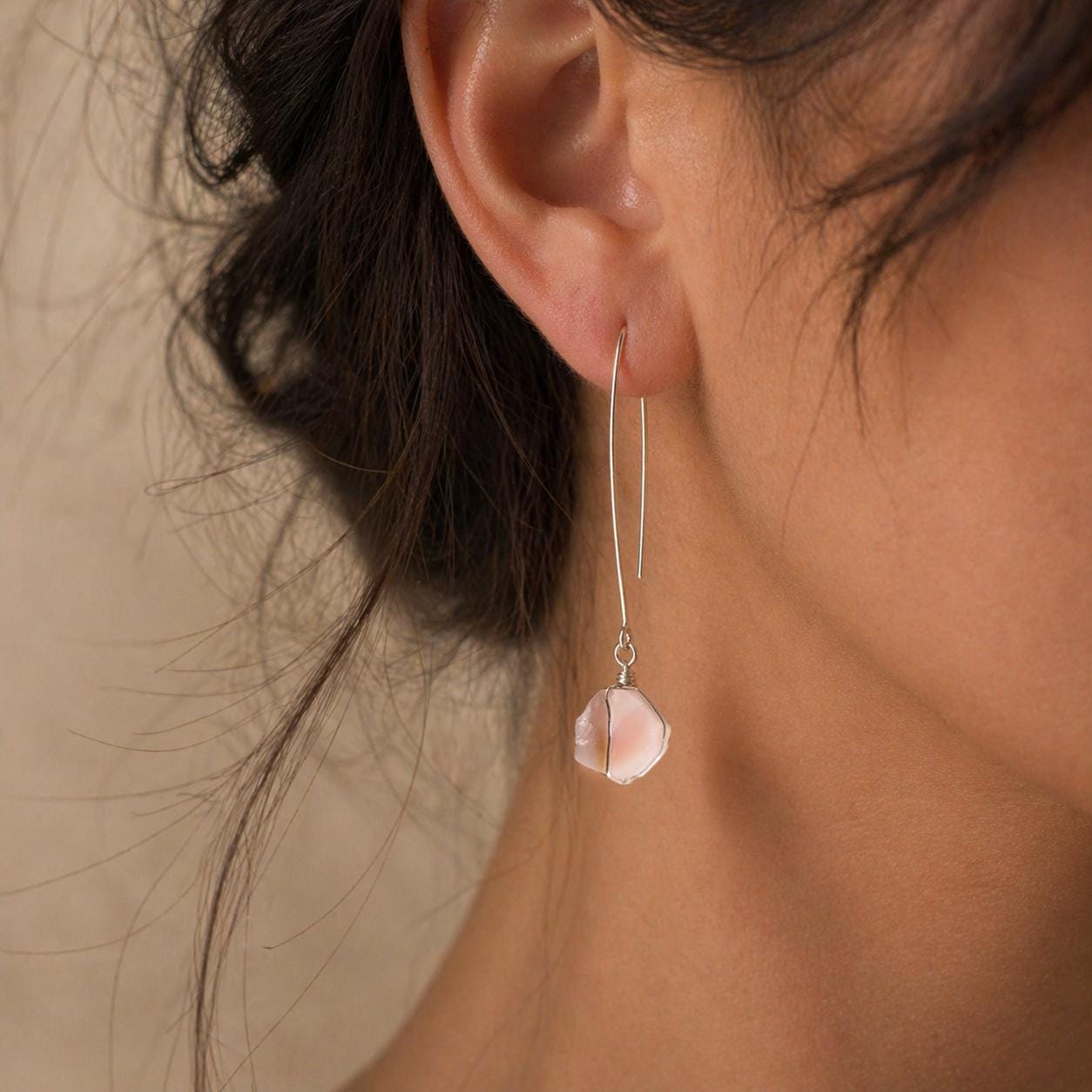 Raw Opal Earrings – Long Dangle Sterling Silver October Birthstone Jewelry Raw Opal Earrings – Long Dangle Sterling Silver October Birthstone Jewelry
