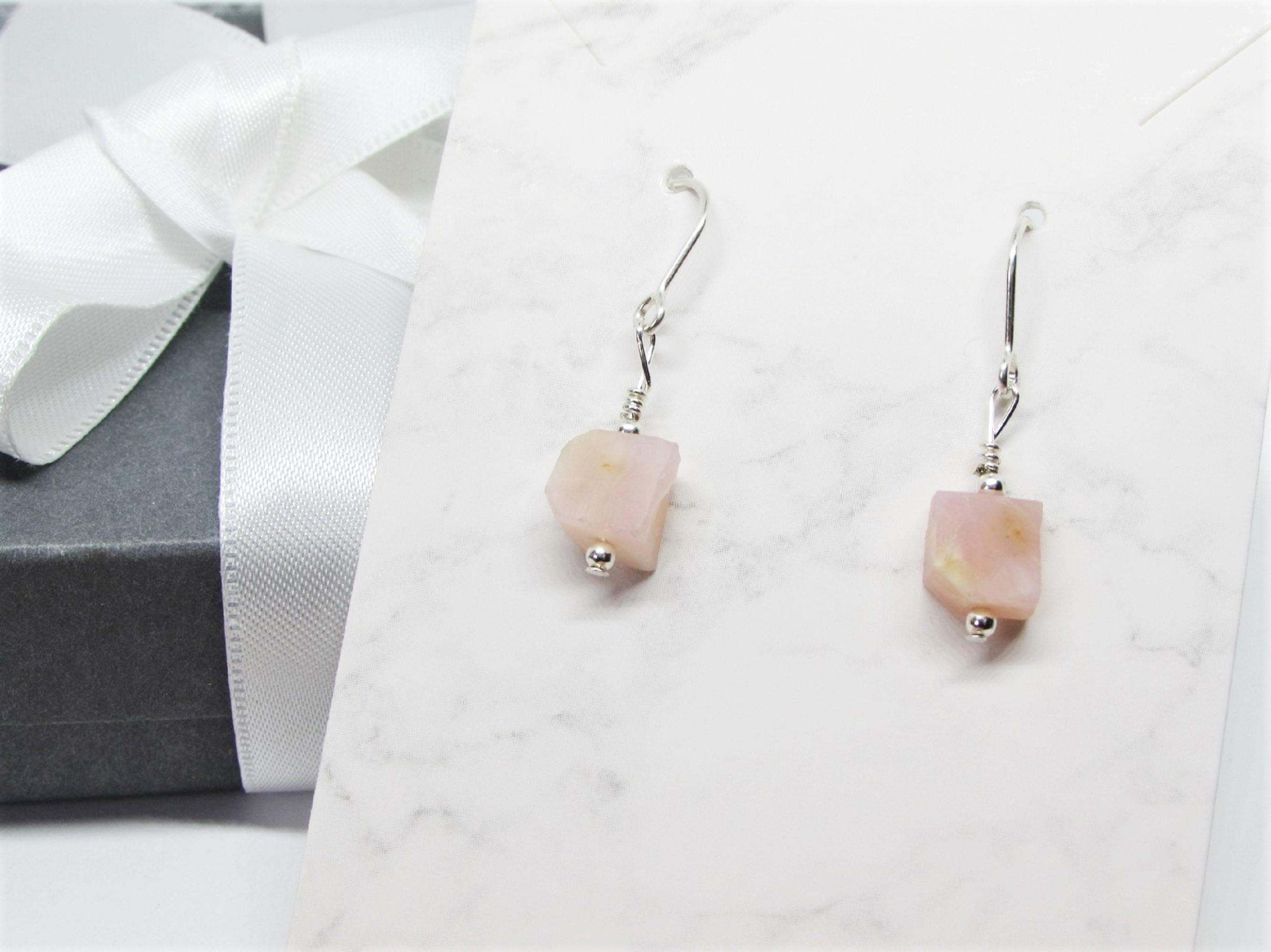 Raw Pink Opal Earrings- Stone Of Hope- Heart Chakra Healing- Love Crystal- Calming Jewelry Raw Pink Opal Earrings- Stone Of Hope- Heart Chakra Healing- Love Crystal- Calming Jewelry