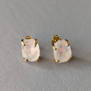 Sterling Silver Raw Opal Earrings Gold Vermeil Signed Sterling Silver Raw Opal Earrings Gold Vermeil Signed