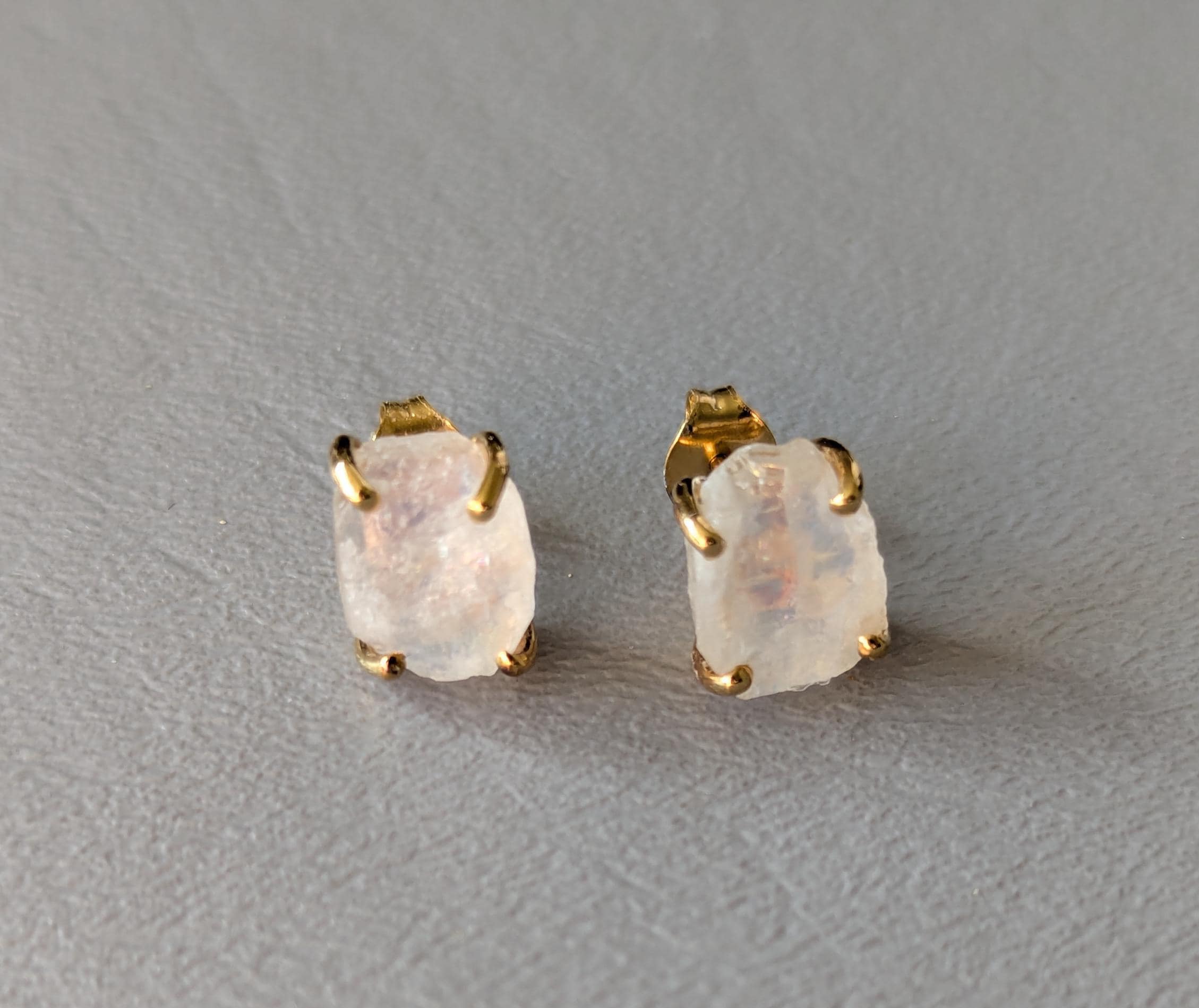 Sterling Silver Raw Opal Earrings Gold Vermeil Signed Sterling Silver Raw Opal Earrings Gold Vermeil Signed