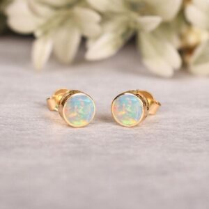 Opal Earrings Sterling Silver • White Opal Earrings • October Birthstone • Gift For Crystal Lover • Fire Opal Stone • White Opal Birthstone