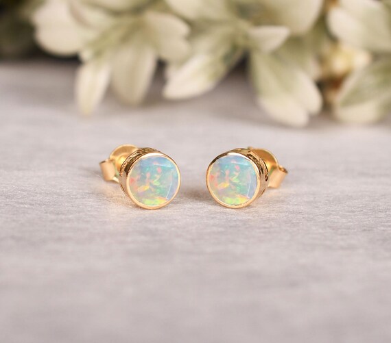 Opal Earrings Sterling Silver • White Opal Earrings • October Birthstone • Gift For Crystal Lover • Fire Opal Stone • White Opal Birthstone