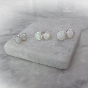 White Opal Earrings, Sterling White Opal Earrings, Opal Stud Earrings, Fire Opal Earrings, October Birthstone Earrings, Gemstone Appeal, GSA