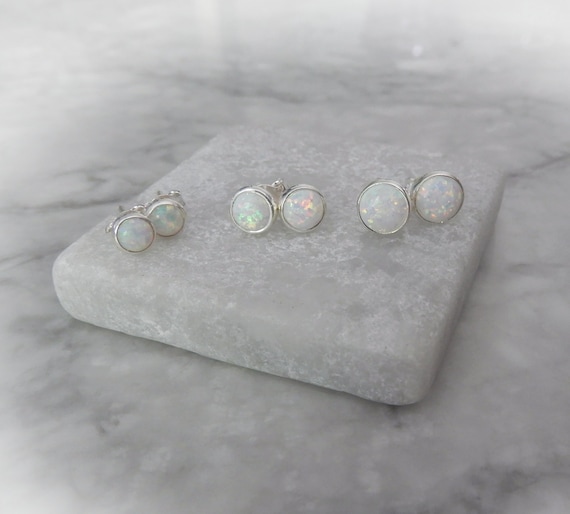White Opal Earrings, Sterling White Opal Earrings, Opal Stud Earrings, Fire Opal Earrings, October Birthstone Earrings, Gemstone Appeal, Gsa