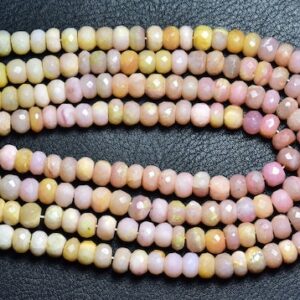 10 inches,Natural Very Finest Quality South American Peru Pink Opal Faceted Rondelle,Size is 9 - 10mm #231