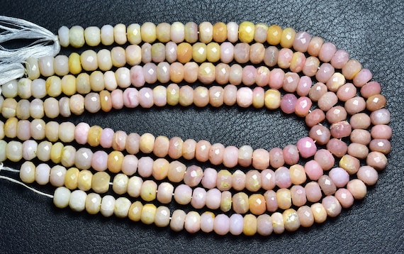 10 Inches,natural Very Finest Quality South American Peru Pink Opal Faceted Rondelle,size Is 7-8mm #199 10 Inches,natural Very Finest Quality South American Peru Pink Opal Faceted Rondelle,size Is 7-8mm #199