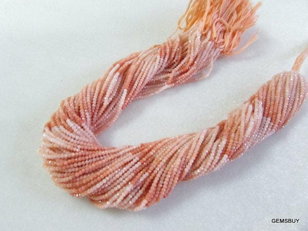 2.5mm Aaa Pink Opal Faceted Rondelle Beads - 13" Strand